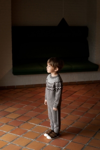 Preview: FUB Pullover Fair Isle aus Wolle - beige melange